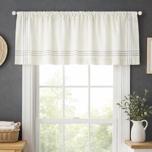 THRESHOLD Light Filtering Stripe Border Linen Window Valance #11012510A